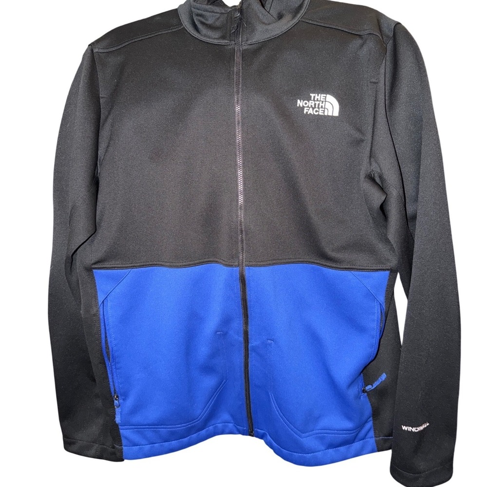 The North Face WindWall Softshell Jacket‎ Mens Medium Black Blue Colorblock